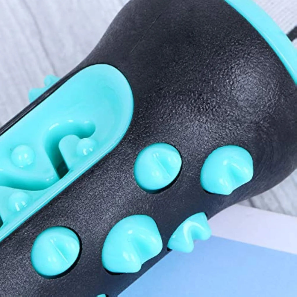Natural rubber dog toothbrush chew toy dental teether stick in blue green yellow and black blue colours for puppy molar cleaning
