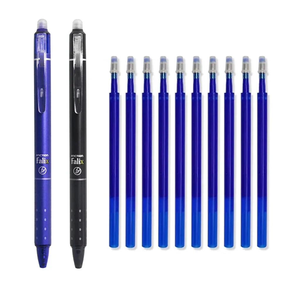 Hot brand 0.5mm erasable push gel pen with plastic body and stainless steel nib.