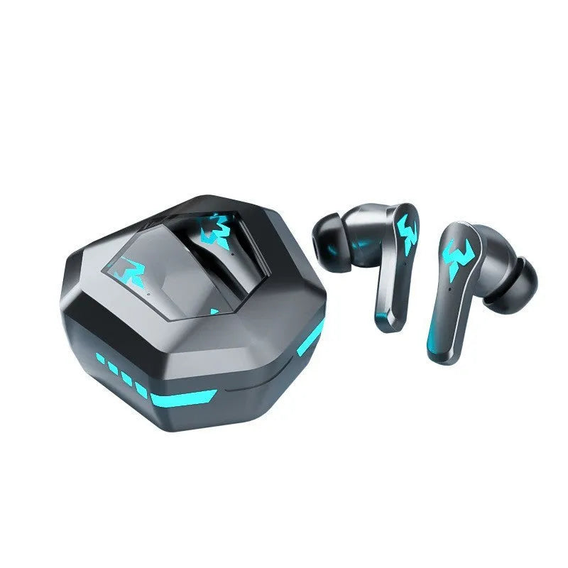 Black wireless Bluetooth 5.0 stereo headset with in-ear noise-cancelling design