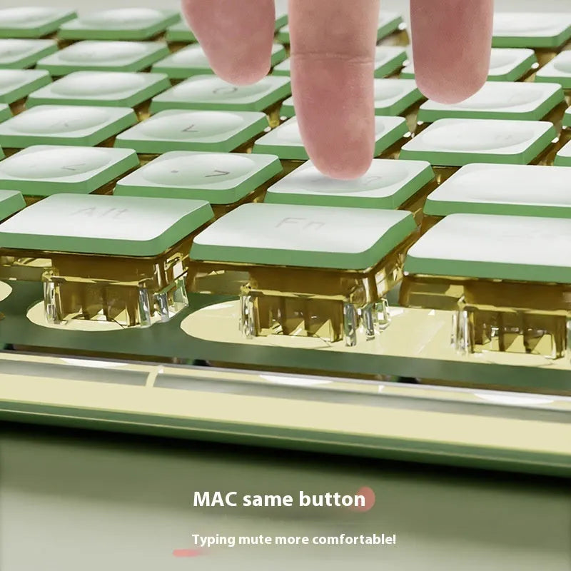 Prewalker V3 wired keyboard and mouse set in retro green colour on office desk