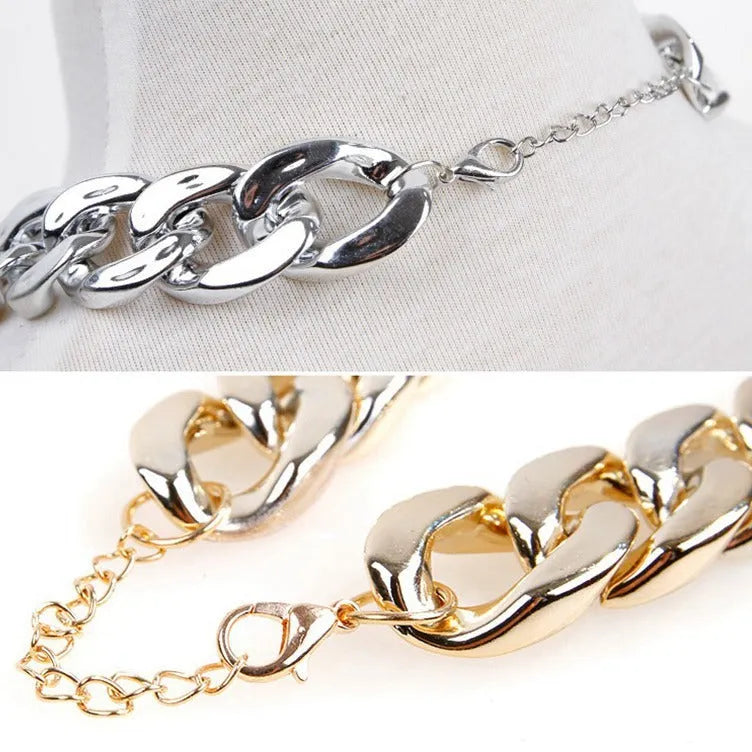 Gold colour chain dog collar with buckle fastening for small to medium dogs