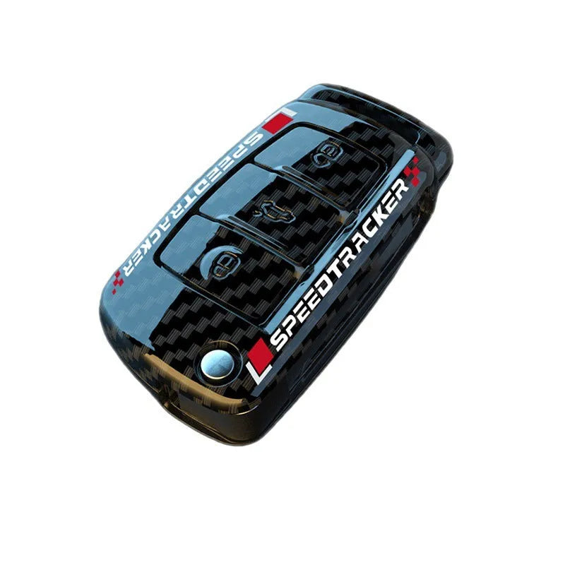 Carbon fibre style car key cover with mirror in feilin material, carbon and white colour options