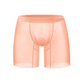 Men's seamless nylon boxer shorts in orange, pink, or red colours with low-waist sports design