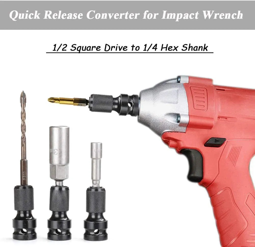 Square to hexagonal telescopic bit holder made of No 45 steel for electric wrench use
