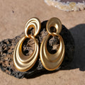 Women's double circle earrings in quicksand colour with French retro styling and copper construction