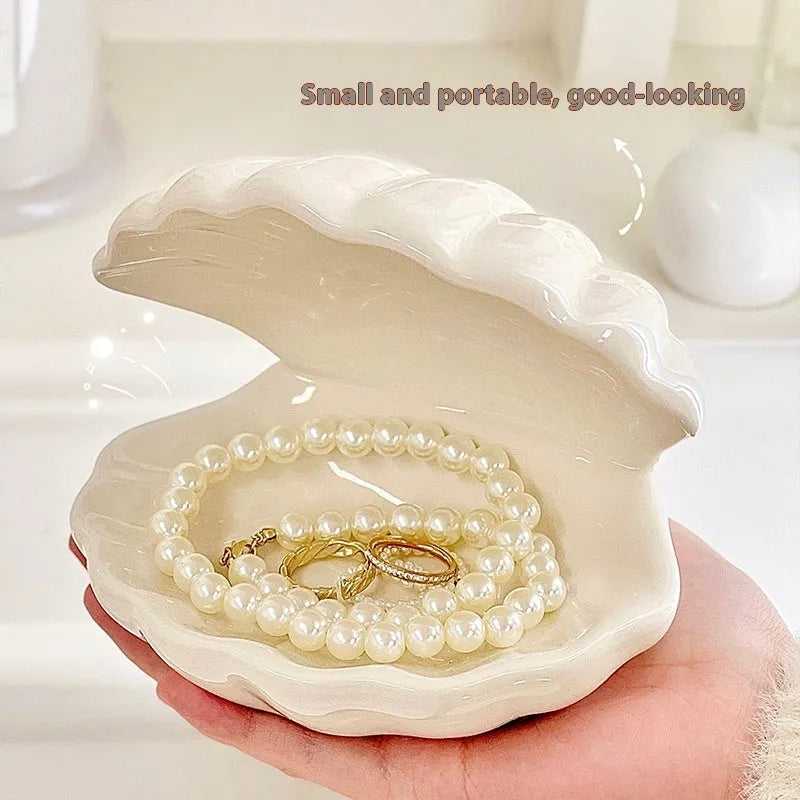 Yellow porcelain decorative storage tray with optional small night lamp, white and pink shell options