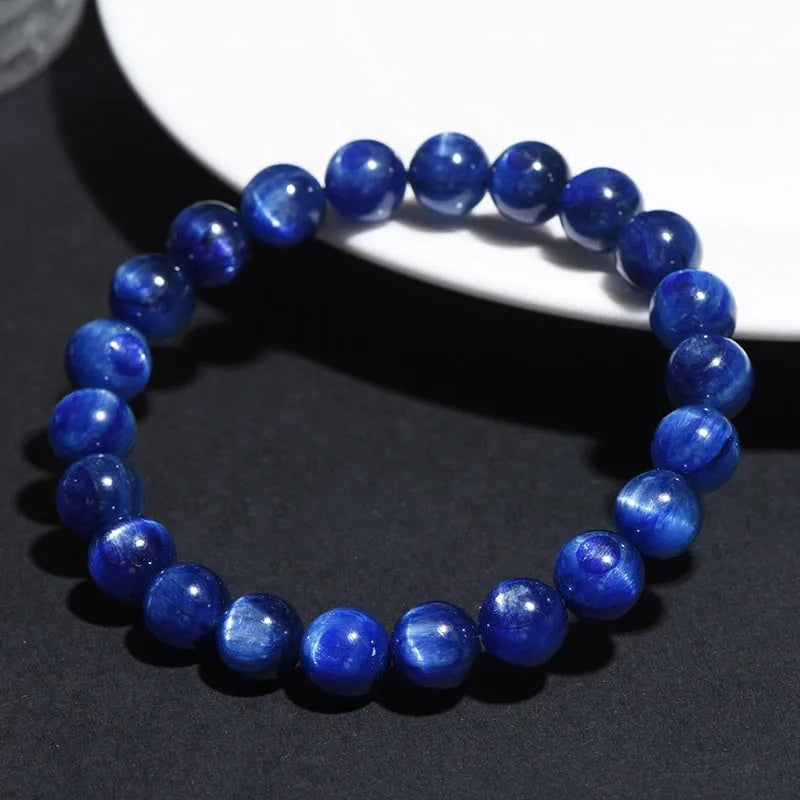 Original geometry design blue crystal bracelet with Ruyi elements, polished Grade 7A crystal.