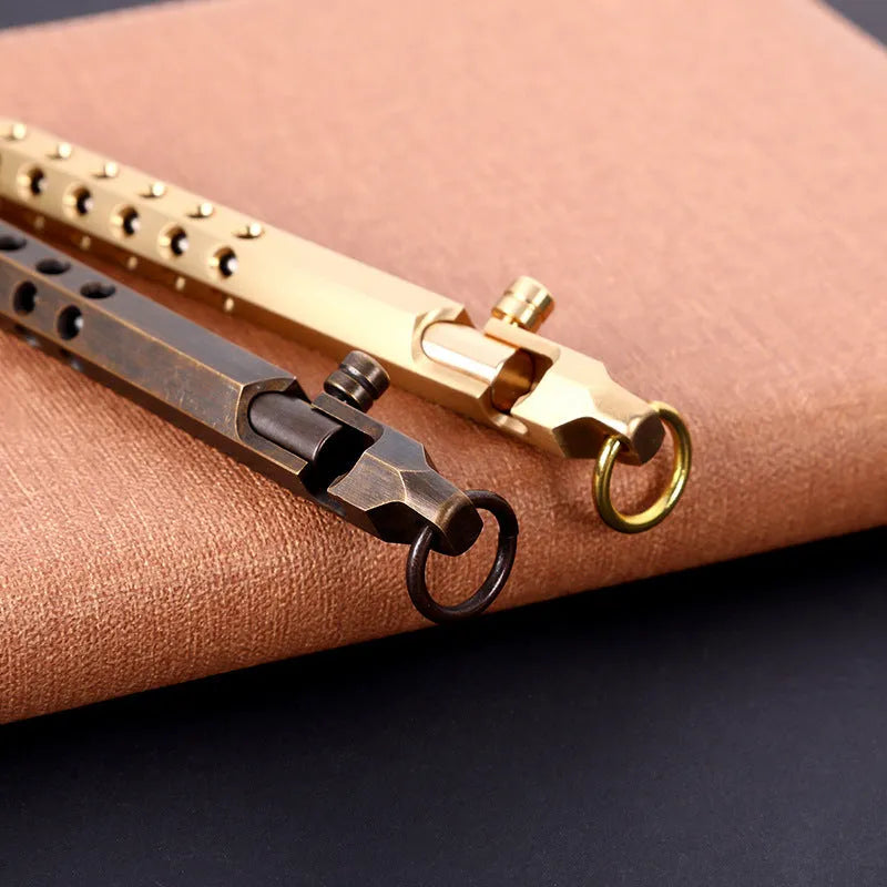 Brass hexagonal bolt pen in brass or black finish with 0.5mm rollerball tip