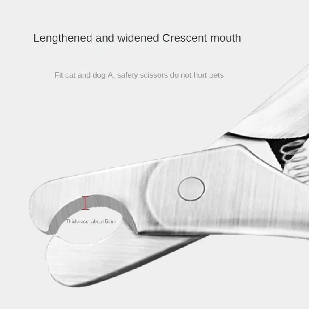 Silver professional stainless steel pet nail clipper with safety guard for dog and cat grooming