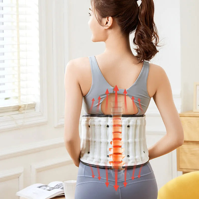 Lumbar waist supporter with automatic inflation system for disc stretch correction