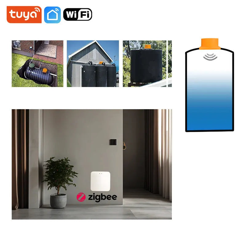 Moray ME201W wireless fluid level monitor for water and fuel tanks with Tuya SmartLife app control