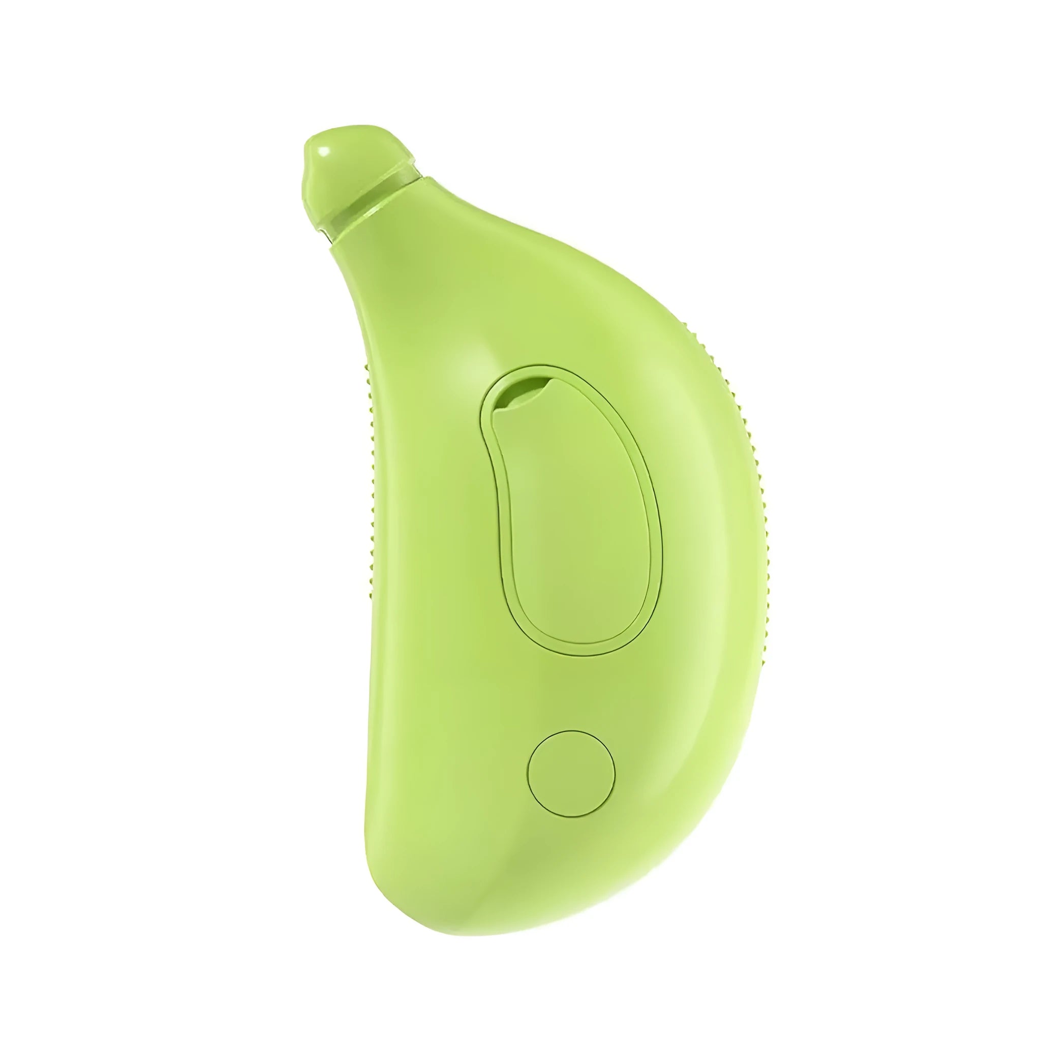 Green and yellow rechargeable cat steam brush with silicone round teeth and cat paw-shaped ends