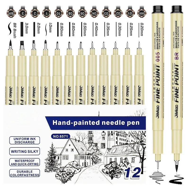 Needle pen with colourful cartoon design, 133mm long, for sketching and writing.