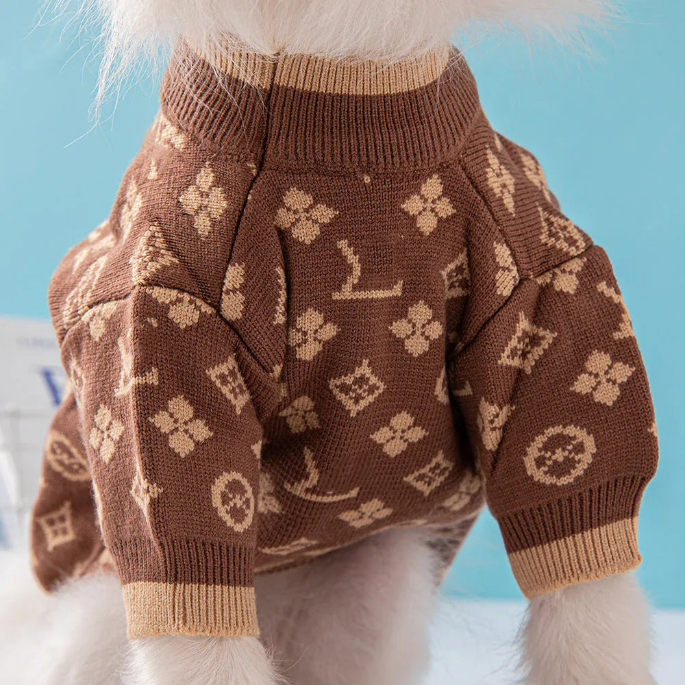 Wool dog sweater for autumn and winter wear in monochrome or two-tone colours sizes XS to XXL