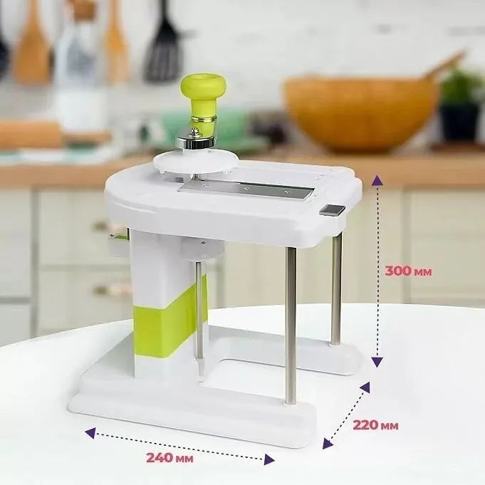 Beige stainless steel vegetable slicer chopper and grater tool for kitchen use