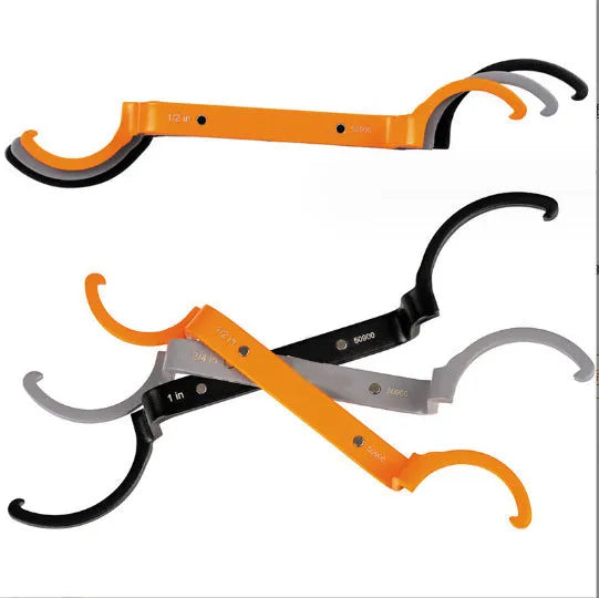 Crescent magnetic suction wrench three-piece set showing orange, grey, and black adjustable spanners