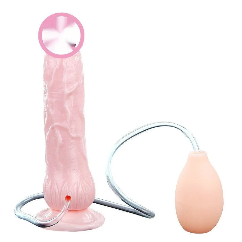 Flesh-coloured realistic suction cup dildo toy made from soft TPR, showing its 200mm length and strong suction cup base.