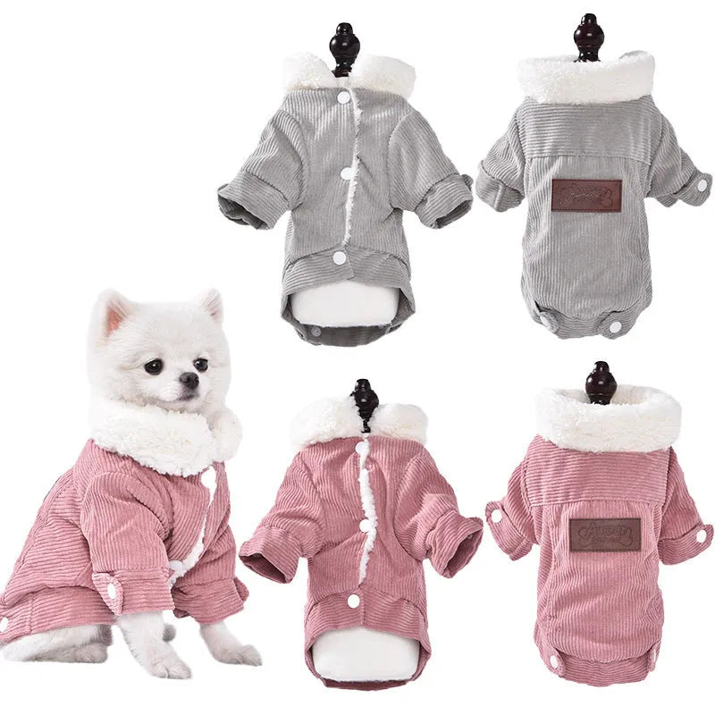 Lambswool fleece-lined dog vest in grey or pink available in sizes XS to XXL