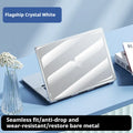 Transparent plastic protective shell for MacBook Air and Pro laptops on a table
