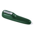 Dark green stainless steel vegetable peeler with integrated storage box and non-slip handle for kitchen use