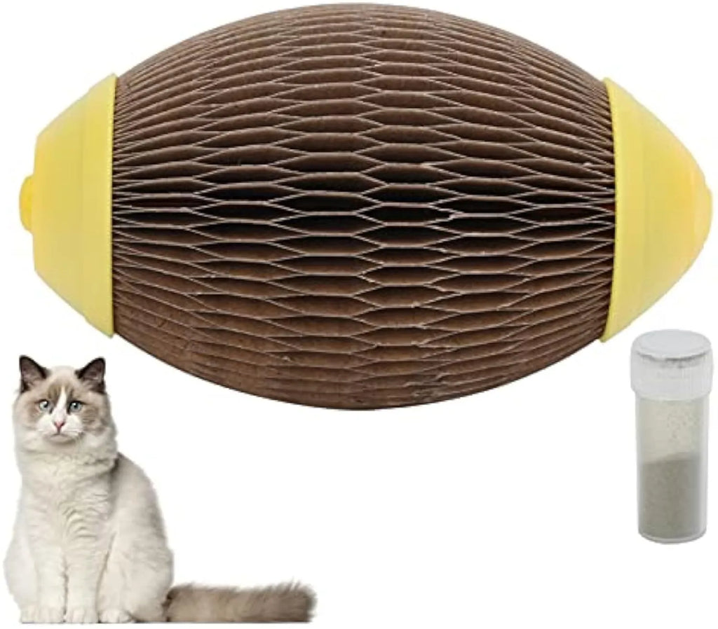 Corrugated paper catnip football toy for cats scratching and play