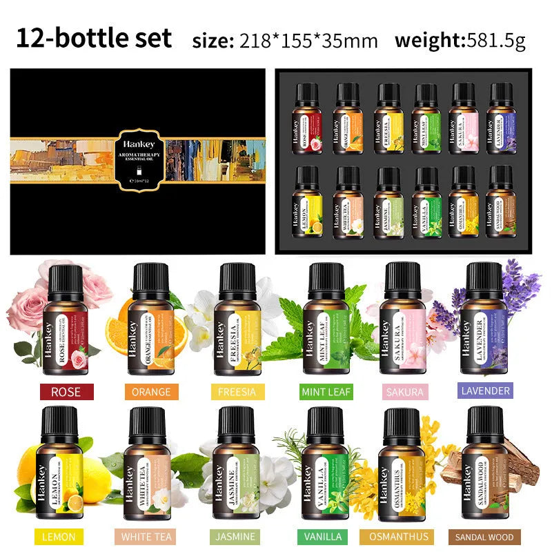 Boxed set of water-soluble aromatherapy essential oils in various size combinations