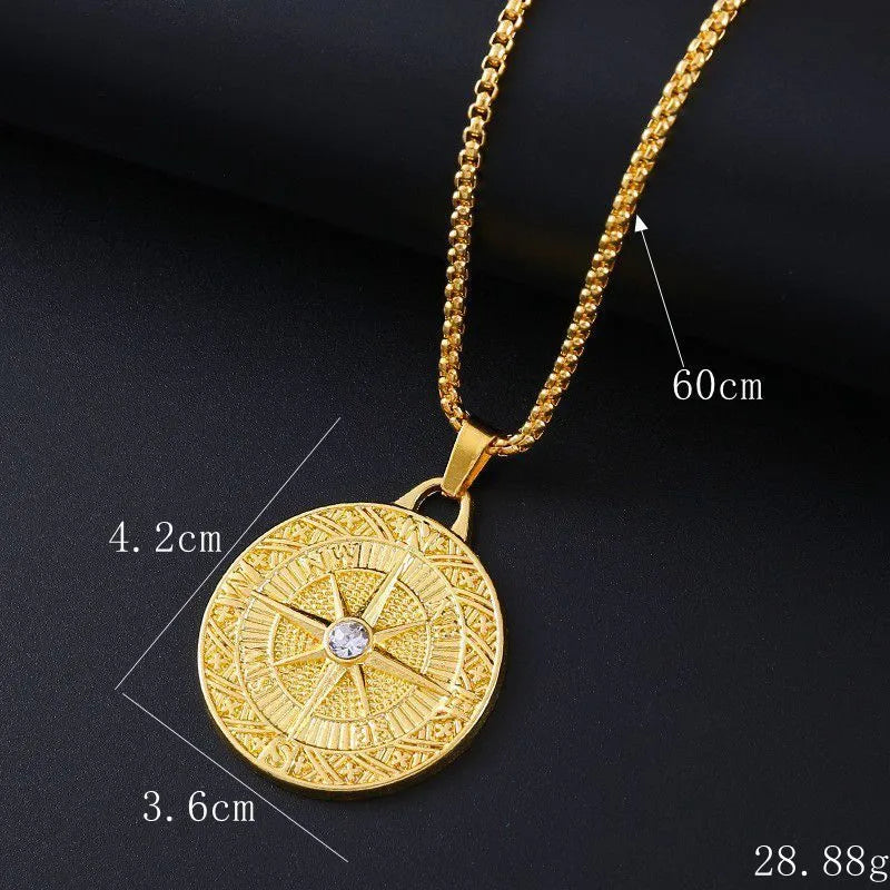 Geometric zircon alloy necklace for women with gold colour pendant and personality styling