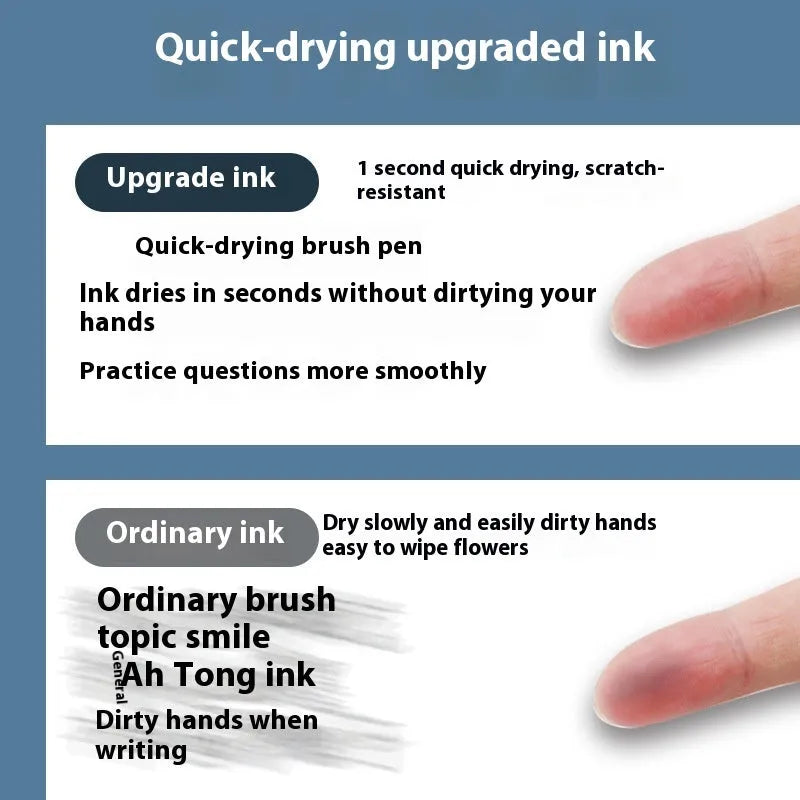 Pack of 10 quick-drying ballpoint pen refills in black, blue, red, and ink blue colours on a white background.