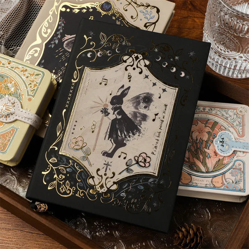 A5 gothic style retro art notebook with wood pulp paper pages.