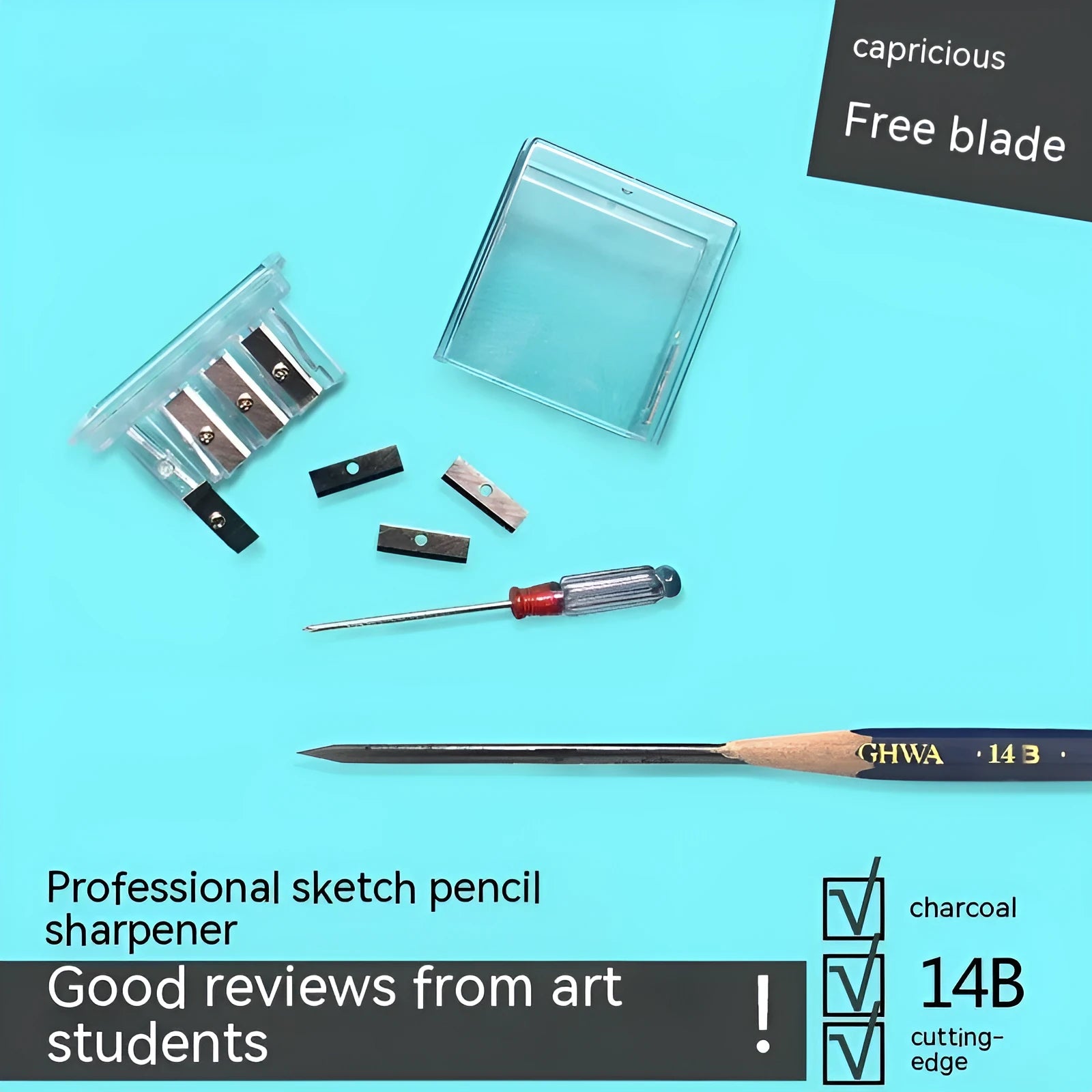 Geometric-shaped four-hole plastic pencil sharpener with screwdriver, from a bulk pack of 288.