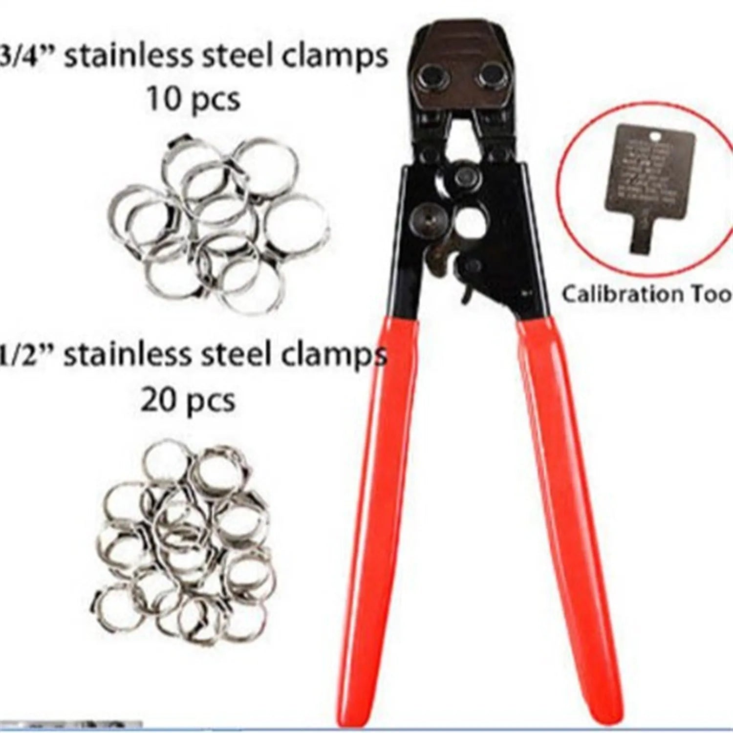 Red cloth coated single ear carbon steel clamp for PEX tubing and plastic pipe connections