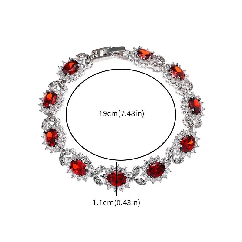 Personality Trend women's simple zircon bracelet in environmentally friendly alloy, shown in one of nine gemstone colour options.