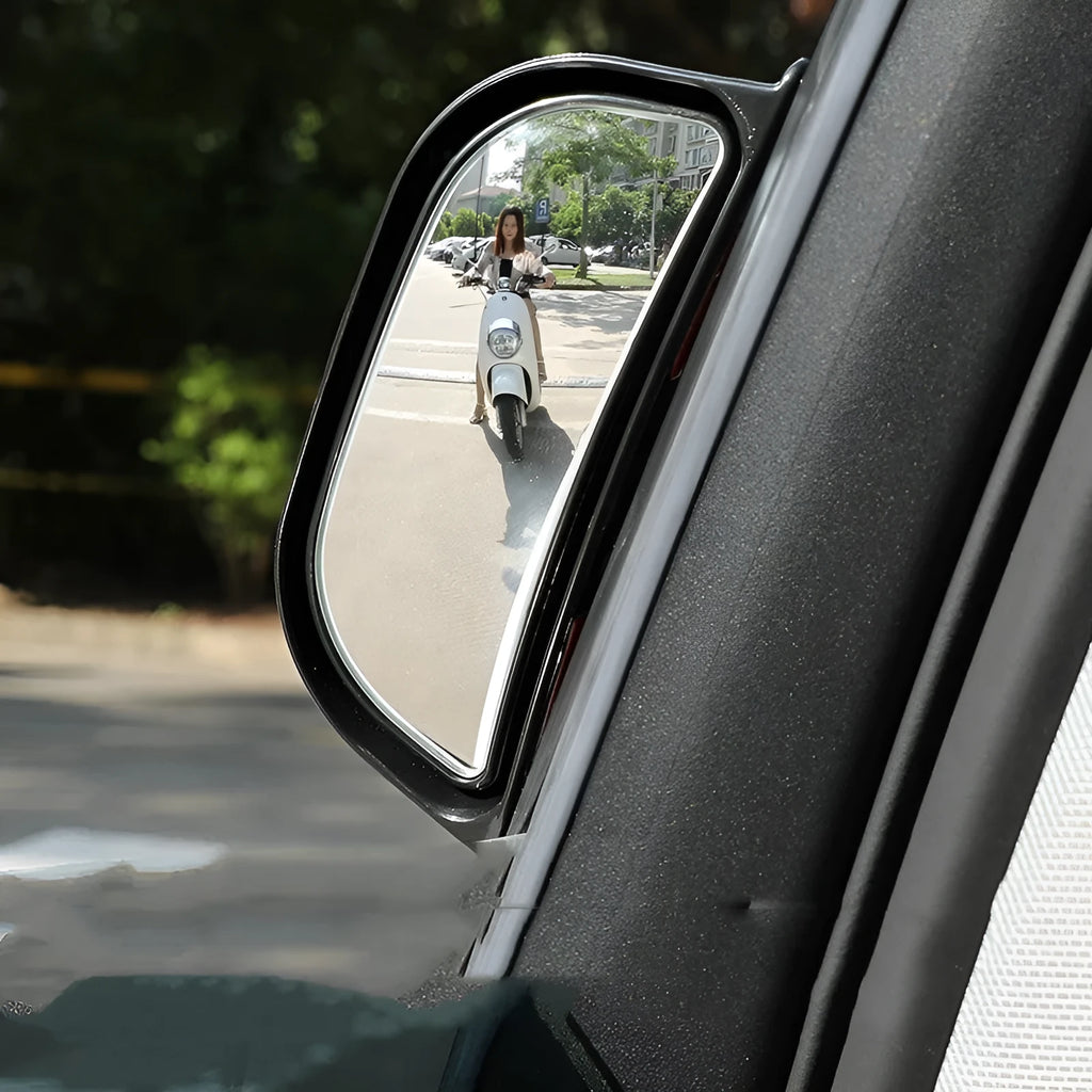 Black universal wide angle car rearview mirror with two-row surface design