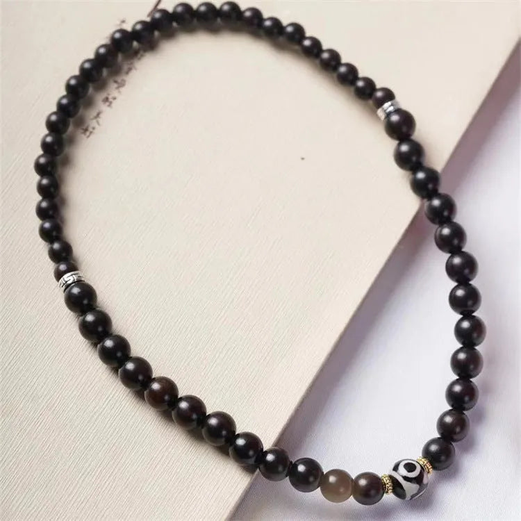 Ebony Tibetan bracelet with two circles of 8mm beads for men and women