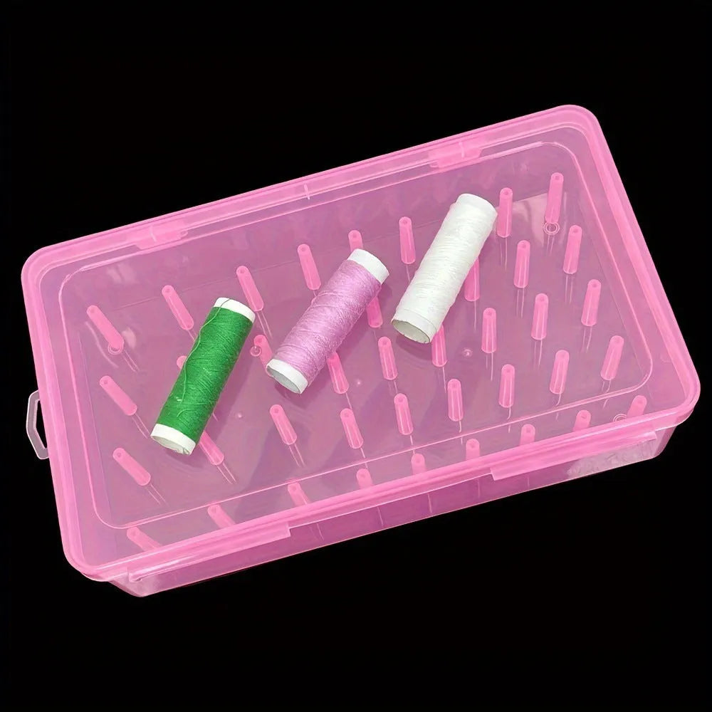 42-axis clear plastic storage box for embroidery threads and sewing needles