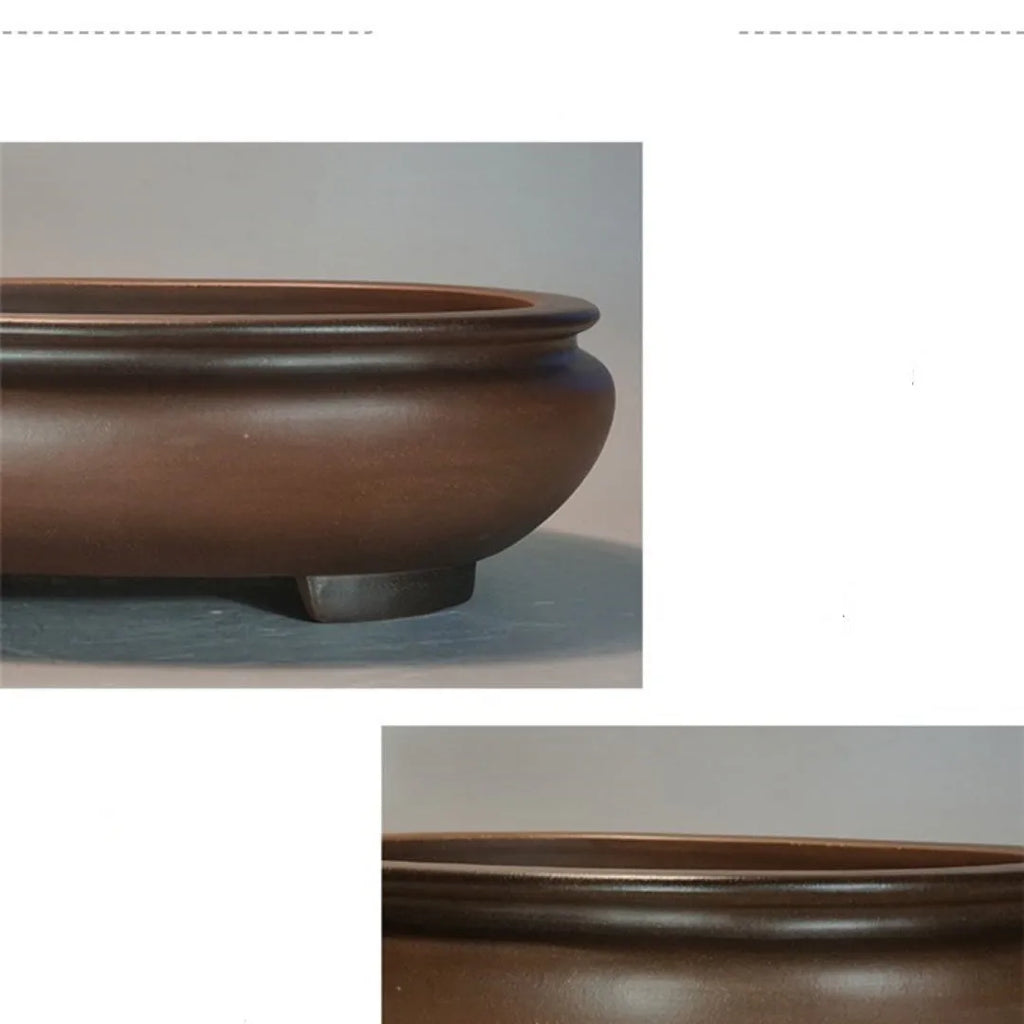 Handmade purple clay desktop flowerpot with classical design for indoor plants