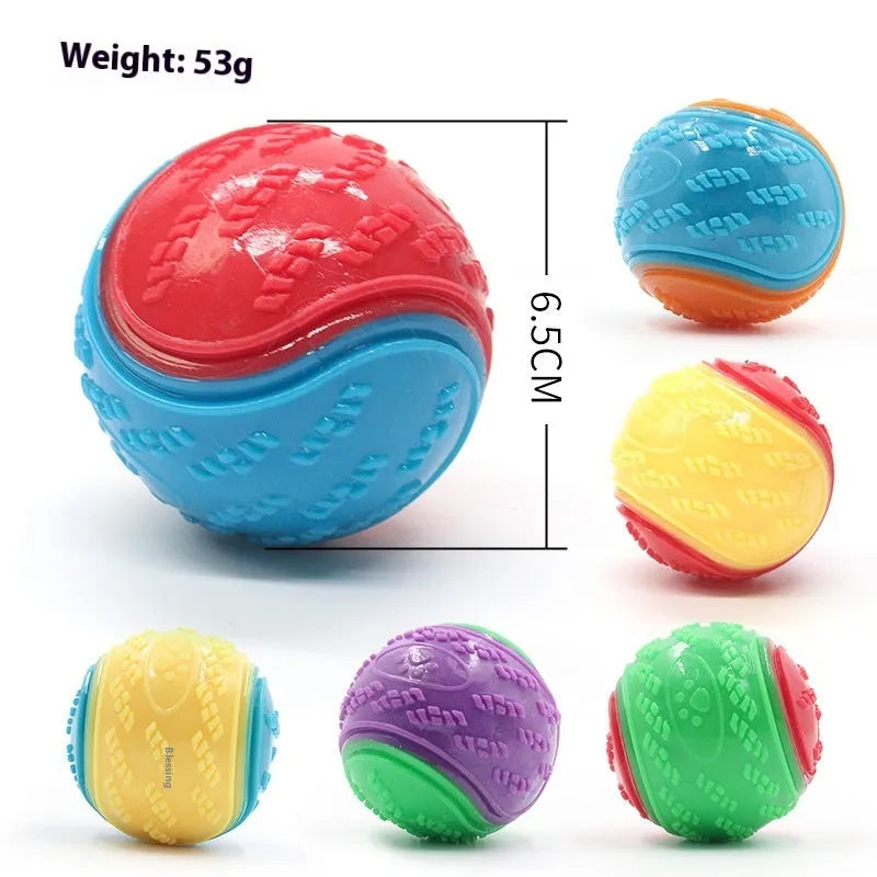 TPR dog toy ball with squeaker in two-tone colours, 6.5cm diameter