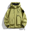Men's windproof waterproof hooded coat in black, purple or ginger yellow colours with long sleeves