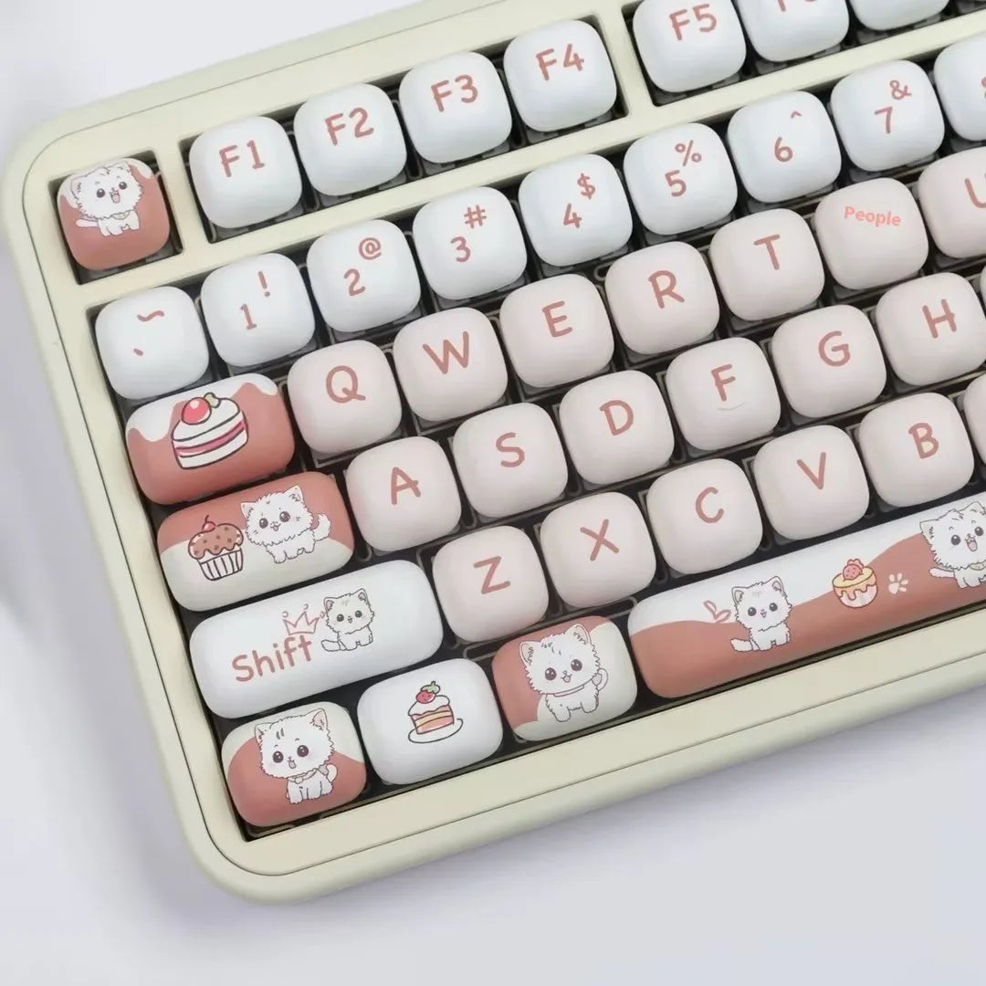 Cartoon dessert cat MOG round key cap with colourful sweet-themed illustration for mechanical keyboards