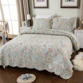 Pure cotton bedspread set with geometric pattern including bed cover and two pillowcases