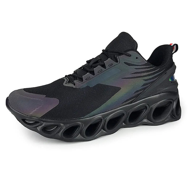 Men's breathable mesh sports shoes in three colours with lace-up front and EVA sole