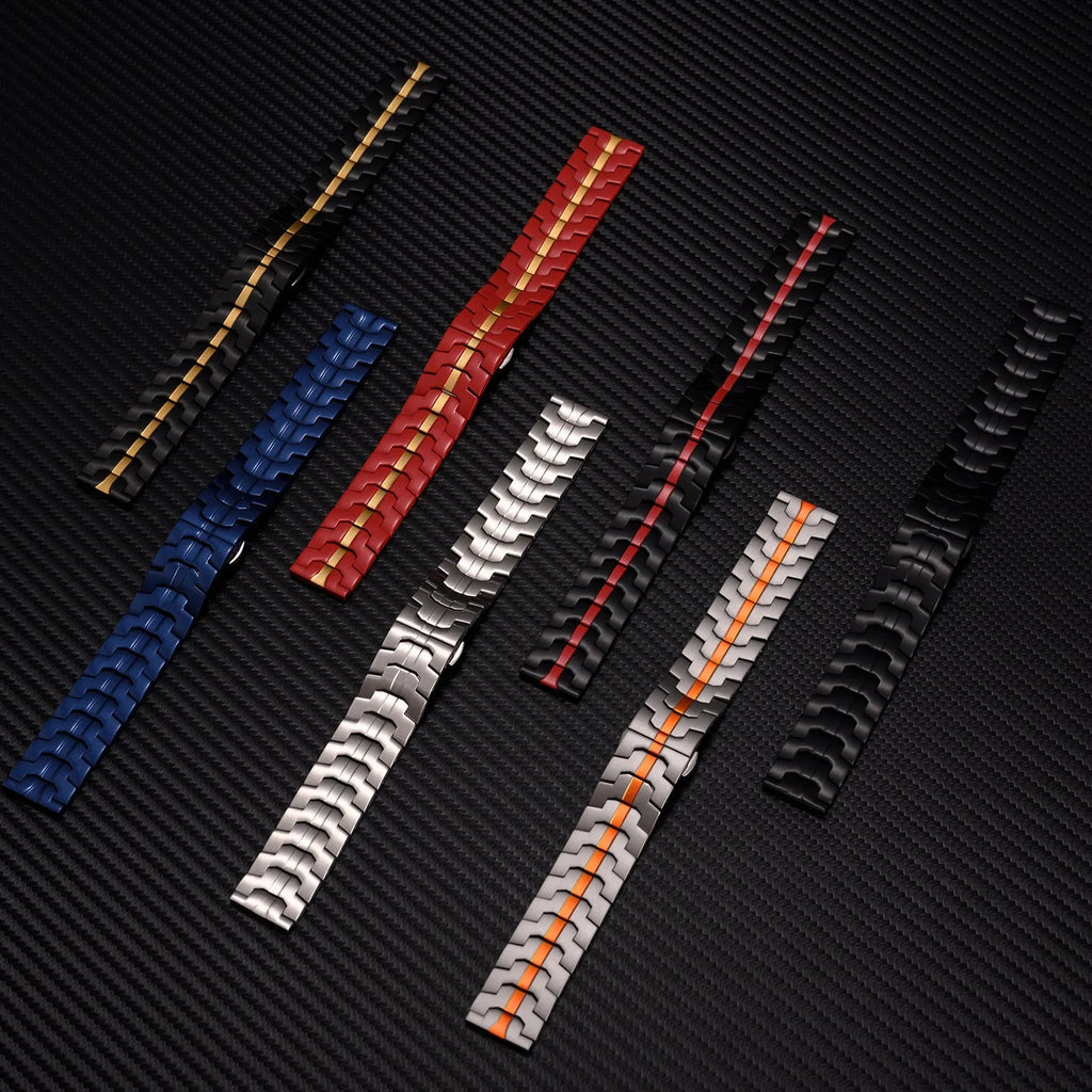 Stainless steel watch band replacement strap for Samsung Galaxy Watch in multiple colour options