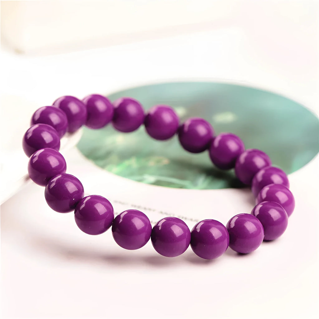 Jiuya purple mica crystal bracelet with polished beads in three size options