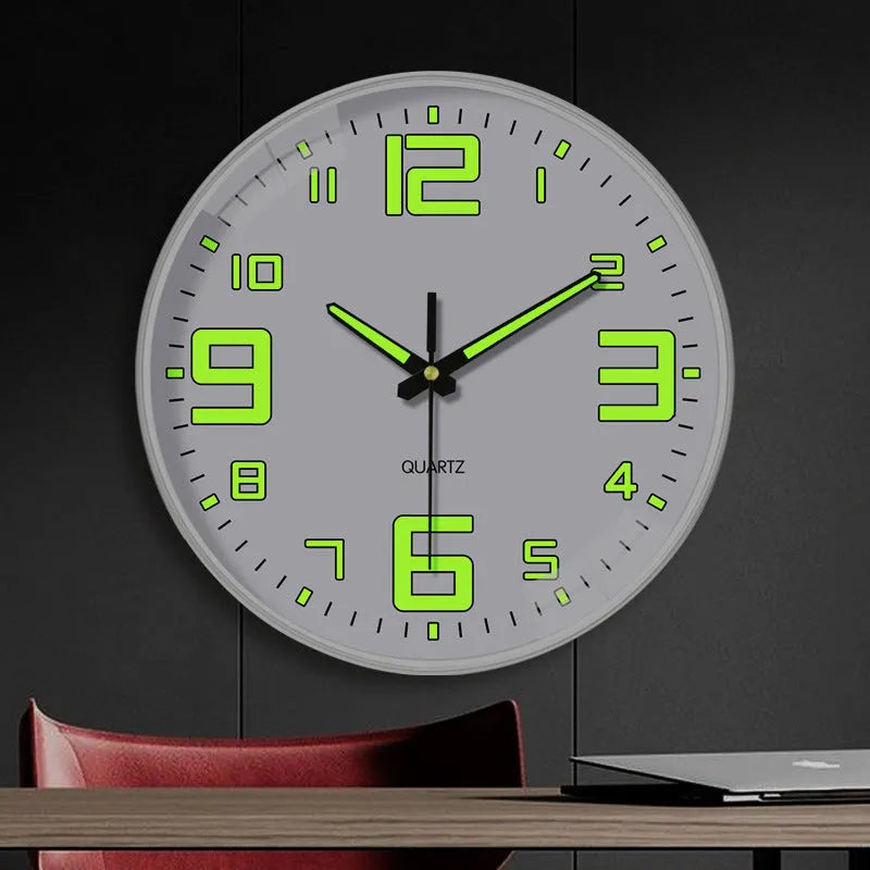 20cm modern wall clock with luminous display and silent movement for home and office