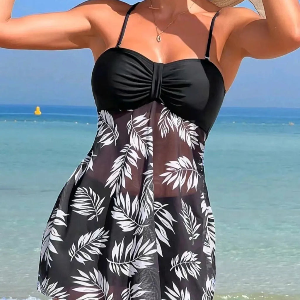 Women's high waist mesh swim boxers in black, blue and peacock green colours with split-leg design