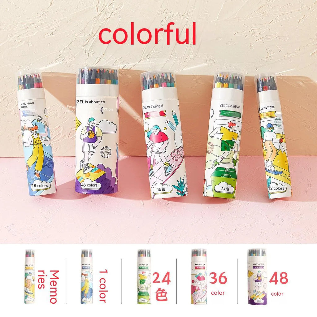 Zhenglin Sports Series coloured pencils in multiple colour sets with paper barrels and standard or erasable lead options
