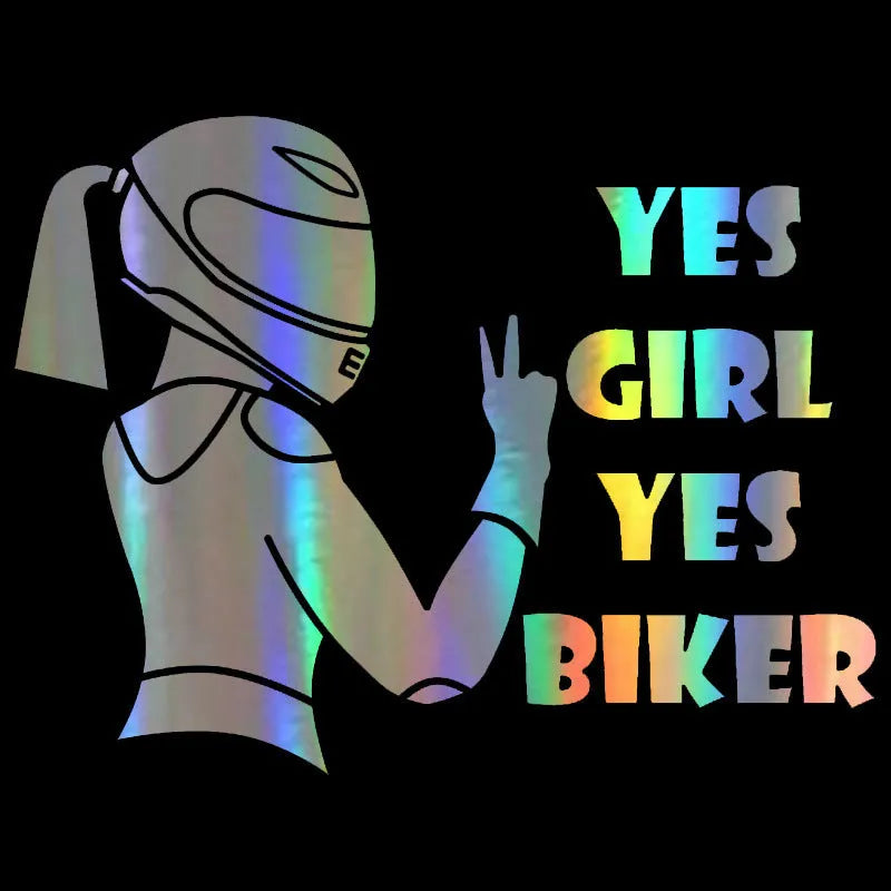 Girl rider character waterproof car sticker measuring 16cm by 15cm