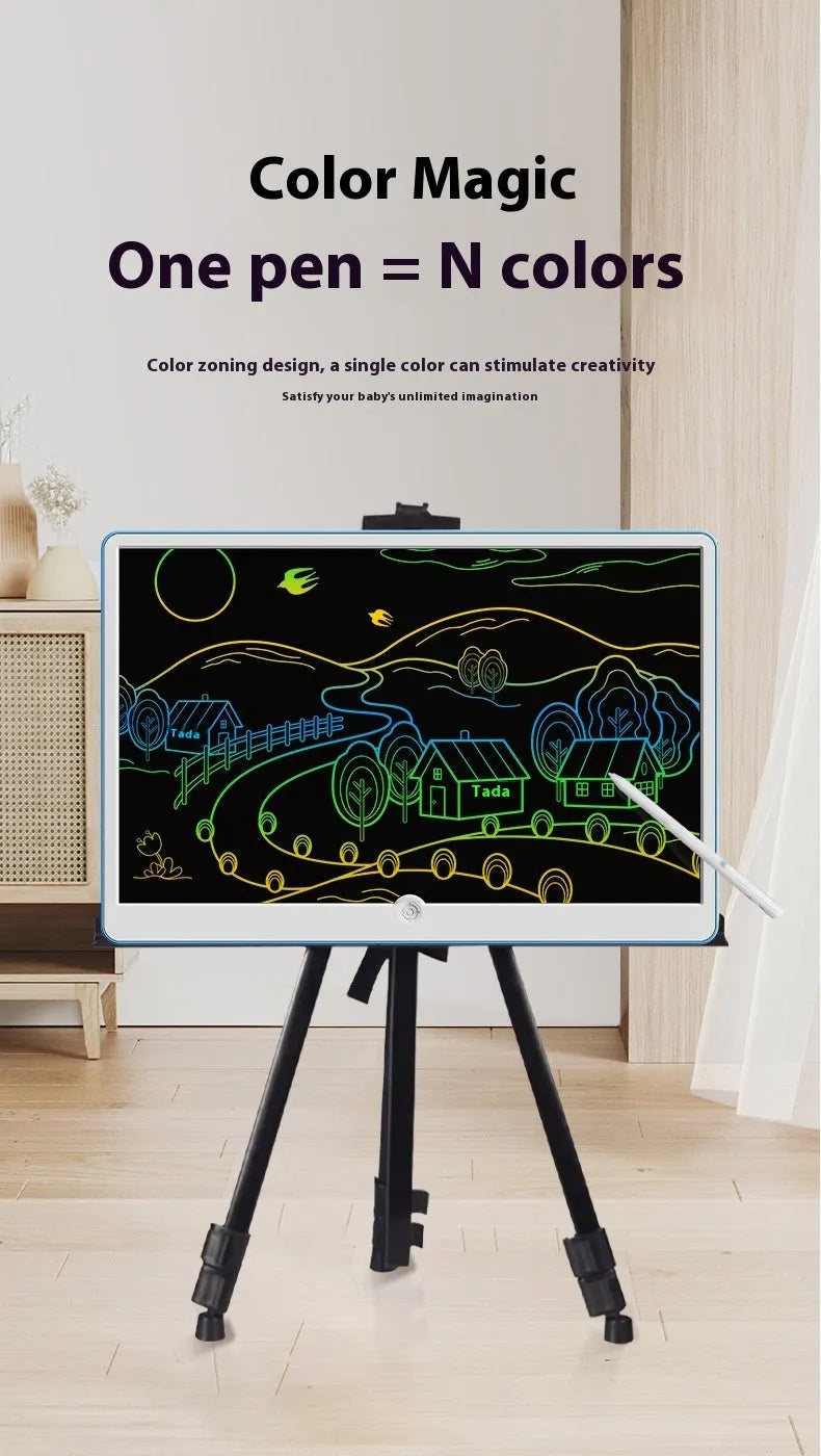19-inch LCD drawing board for kids in blue and white or pink and white colours.