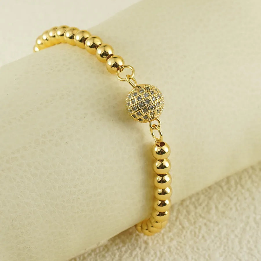 Women's copper bracelet with zircon stones in Arabic style featuring heart shape design
