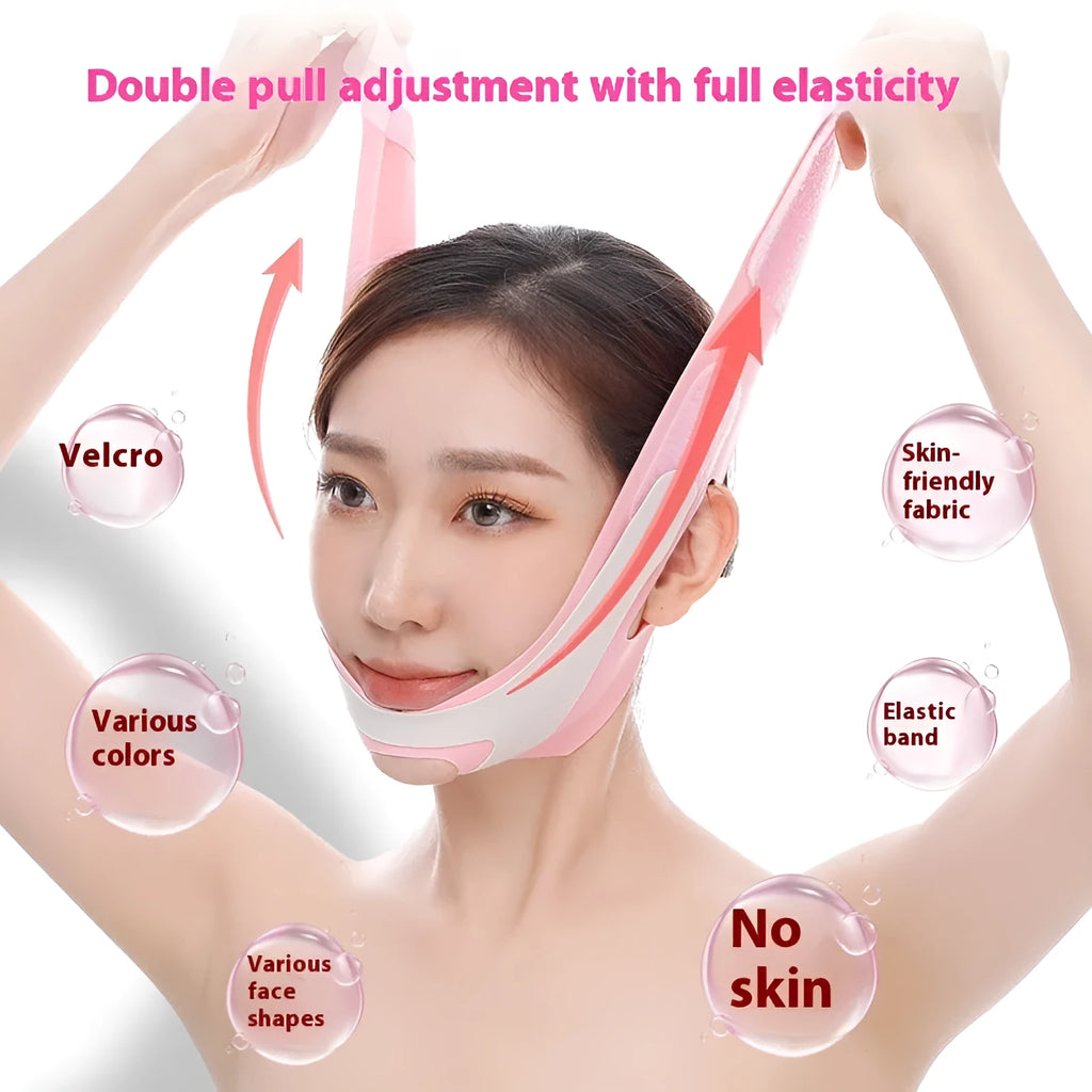 Far infrared elastic V face bandage facial care tool in pink or black colour options